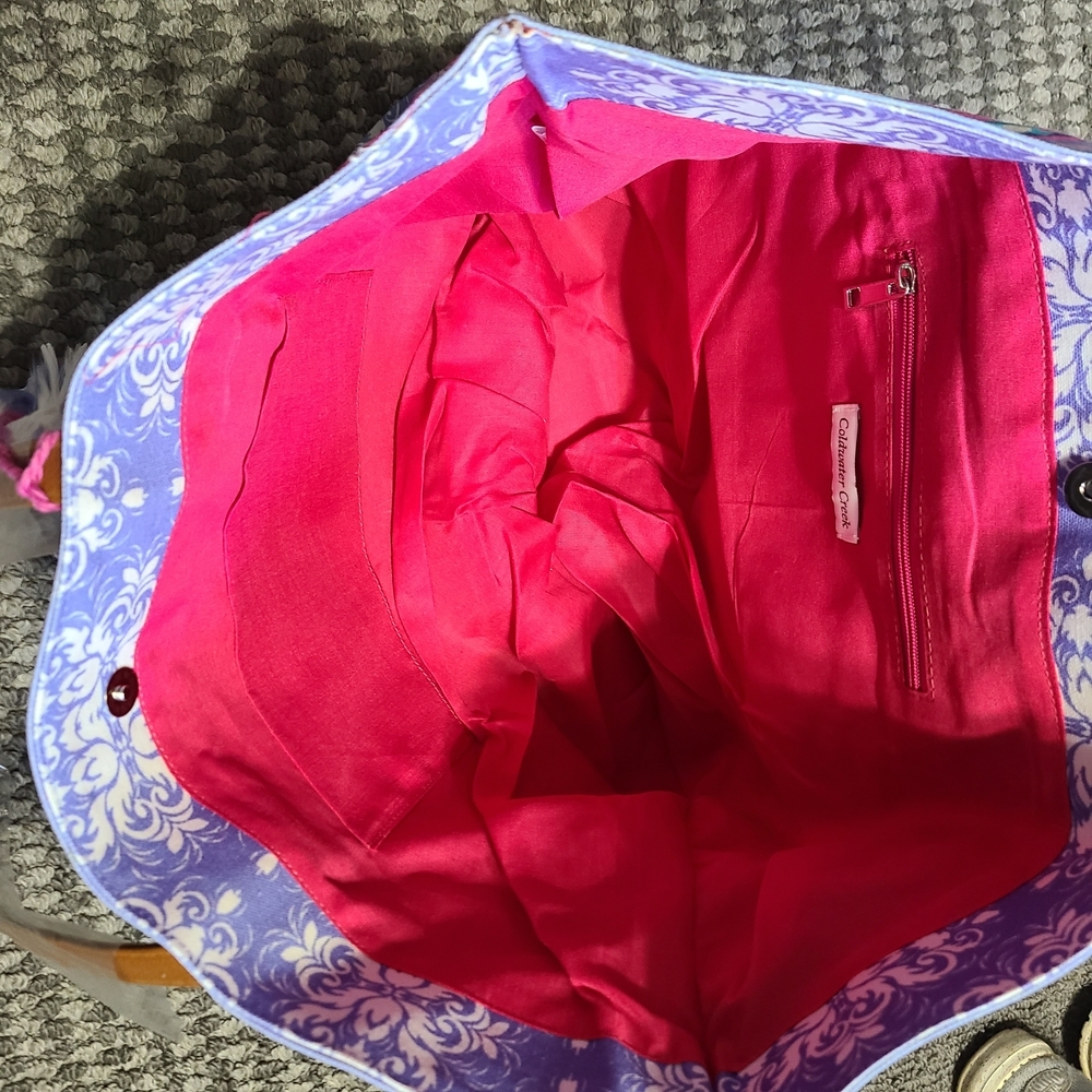 Coldwater Creek‎ Blue and Pink Geometric Tote - Picture 6 of 10